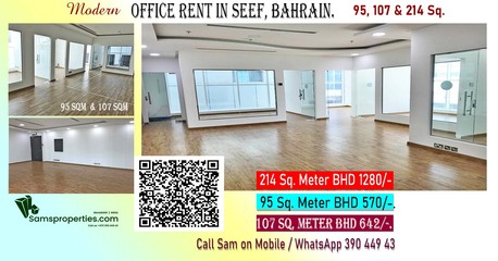 Al Seef, Offices, BHD 695,  169 Sq. Meter,  READY OFFICE Rent In SEEF. Large CABINS / TOILETS / PANTRY / RECEPTION. Call Sam 39044943