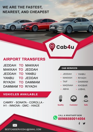 Makkah, Pick Up & Drop Off, CAB4U :- MAKKAH TO MADINA, JEDDAH, TAIF, YANBU, RIYADH, DAMMAM, ABHA