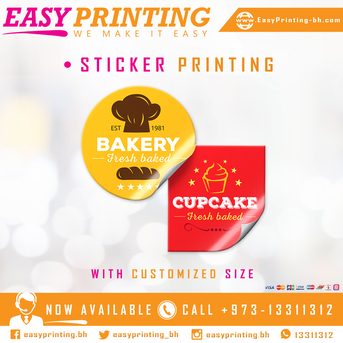 East Riffa, Printing, Custom Stickers Printing - Sqaure & Circle - With Lamination.