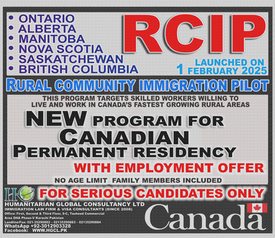 Islamabad, Immigration, Yukon YNP And Rural RCIP Nominee And Pilot Programs For Canada With JOB OFFER