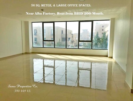Manama, Offices, BHD 200,  56 Sq. Meter,  & LARGE OFFICE SPACE For RENT On Highway Near ALBA/ BAPCO. Call 39044943