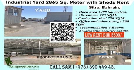 Manama, Warehouses, 2190 Sq. Meter,  Warehouse Rent @ BHD 2.300 Per Sqm/Month - Power 200 Kw. - High Ceiling - Call 39044943
