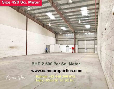 Arad, Warehouses, BHD 970,  410 Sq. Meter,  Modern Warehouse In Low Rent BHD 2.350 Per SQM In Hidd |  3-Phase Power - Call 39044943
