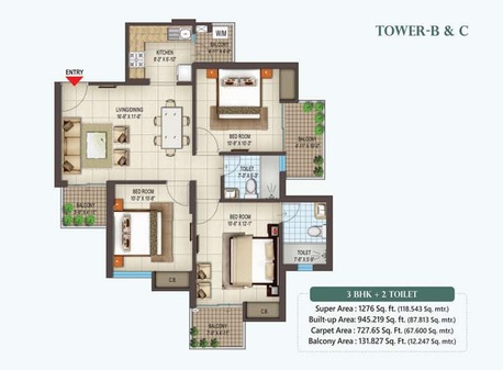 Noida, Real Estate For Sale, INR 6300000,  3 BR,  1276 Sq. Feet,  Ultimate Desire To Shop For The Spring Homes