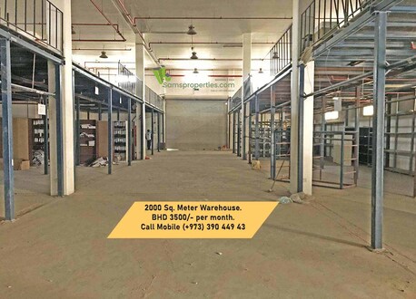 Manama, Warehouses, BHD 2200,  1240 Sq. Meter,  WAREHOUSE In LOW RENT BHD 2/- Per SQM. Racking + OFFICES + Toilets. Call Sam 39044943