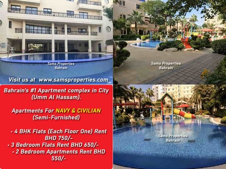 Manama, Apartments/Houses, BHD 490/month,  2 BR,  3 BR & 4 BR Luxury FLAT RENT In Manama, Bahrain. FREE EWA BHD 100/-. Call Sam 39044943