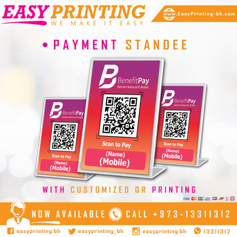 East Riffa, Printing, Payment Standee - With Customized QR Code.