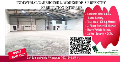 Hidd, Factories, 307 Sq. Meter, Approved WORKSHOP Rent For INDUSTRY/ FOOD PROCESS Unit. 3-Phase. Call Sam 39044943