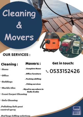 Riyadh, Labor/Moving, Homeoffice Cleaning Movening Packing Ftting Service And Sofa Carpet Shampo Cleaning &1