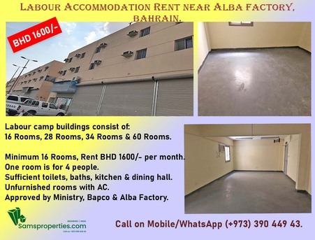 Manama, Staff Accomodation, BHD 1650,  Modern Labour Camp Rent Near Alba | Approved Camp |  Minimum 16 Rooms -  Call 39044943