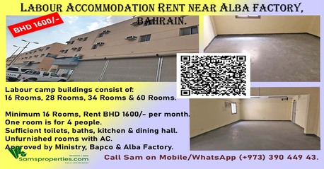 Manama, Staff Accomodation, Modern LABOUR CAMP With AC In LOW-RENT. Approved By BAPCO. 16 Rooms. Call Sam 39044943
