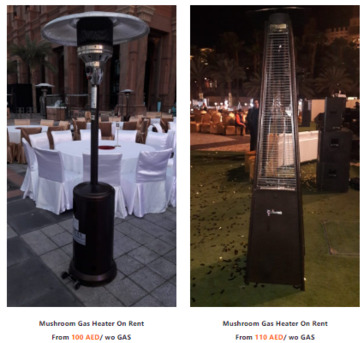 Dubai, Furniture, AED 170,  Mushroom Patio Heater And Pyramid Patio Heater For Rent