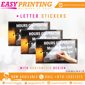 East Riffa, Printing, Customized Letter Cutout Stickers - A4 And A3 Sizes.