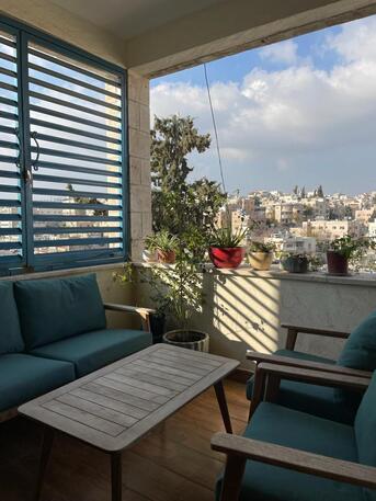 Amman, Apartments/Houses, JOD 17000/year,  Furnished,  3 BR,  Rooftop Fully Furnished 2B Apart With Big Baconly In Jabal Webdeh 00962777688956