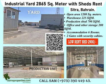 Salmabad, Warehouses, 100 Sq. Meter,  200, 300, 600, 800 (+) Sq. Meters WAREHOUSES / WORKSHOPS Rent From BHD 350. Call 39044943.