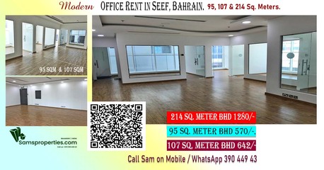 Manama, Offices, 214 Sq. Meter,  Modern Office Rent In Seef - With Cabins | Server Room | Toilets - Call Sam 39044943