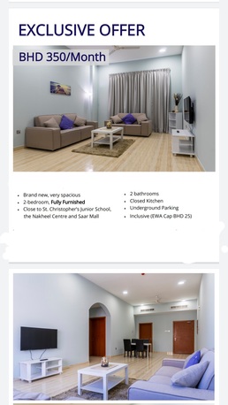 Saar, Apartments/Houses, BHD 275/month,  Furnished,  2 BR,  Semi Furnished Apartment @SAAR.Near ST. CHRISTOPHER .EWA Inclusive