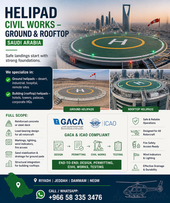 Yanbu, Construction, Helipad Civil Works &ndash; Ground & Rooftop | Saudi Arabia