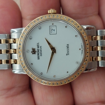 Riyadh, Watches, SAR 2900,  Raymond Weil Watch Solid Gold & Steel Original Diamond Dial And Bezel For Men Or Ladies Or