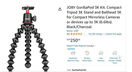 Riyadh, Photo & Video, SAR 200,  JOBY GorillaPod 3K Kit