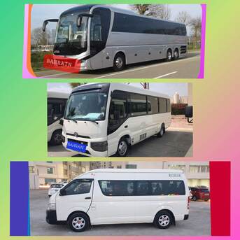 Adliya, Pick Up & Drop Off, GROUP SERVICES 15.SEATER VAN 30.SEATER COASTER 50.SEATER BUS AVAILABLE NEW