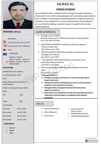 Riyadh, Job Seekers, Male Nurse