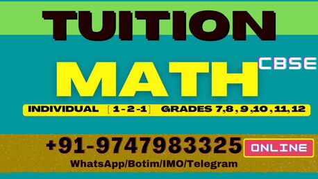 Kampala, Lessons Offered, TUITION - MATH Grds(7,8,9,10,11,12)  1-2-1 IMO/ WhatsApp : +919747983325