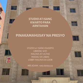 Kuwait City, Apartments/Houses, KWD 120/month,  1 BR,  Paupahang Apartment At Studio Sa Kuwait