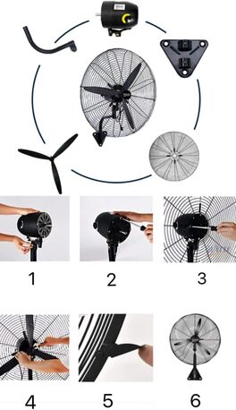 Abu Dhabi, Appliances, AED 425,  26 Inch Industrial High Power Wall-mounted Fan,260W Mesh Cover Self-locking Grille,Fans (2