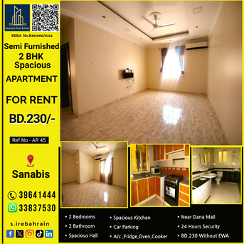 Sanabis, Apartments/Houses, BHD 230/month,  Furnished,  2 BR,  120 Sq. Meter,  Semi Furnished 2BHK  Apartment For Rent In Sanabis Near Dana Mall
