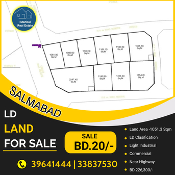 Salmabad, Industrial Land, BHD 226300,  1051 Sq. Meter,  Light Industrial ( LD ) Land For Sale In Salmabad BD.20/- Per Foot