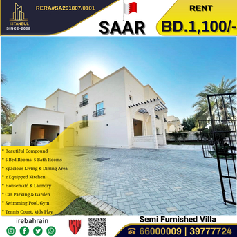 Saar, Villas, BHD 1100,  Semi Furnished Luxurious Garden Villa For Rent In Saar