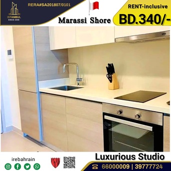 Amwaj, Apartments/Houses, BHD 340/month,  Studio,  Fully Furnished Luxury Studio For Rent In Marassi Shore - Including EWA