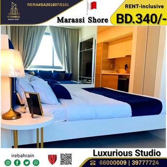 Amwaj, Apartments/Houses, BHD 340/month,  Studio,  Fully Furnished Luxury Studio For Rent In Marassi Shore - Including EWA