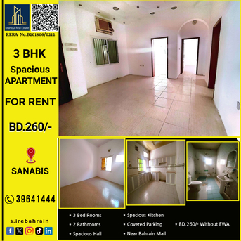 Sanabis, Apartments/Houses, BHD 260/month,  3 BR,  150 Sq. Meter,  3 BHK Spacious Apartment For Rent In Sanabis
