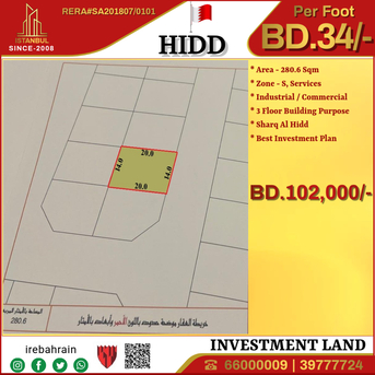 Hidd, Commercial Plots, BHD 34,  Investment Plot For Sale In Sharq Al Hidd