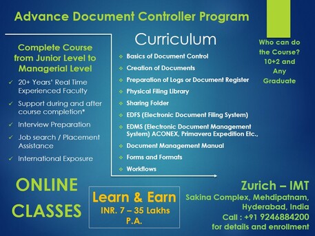 Dubai, Lessons Offered, Document Controller Training