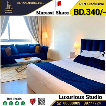 Manama, Apartments/Houses, BHD 340/month,  Furnished,  Studio,  Fully Furnished Luxury Studio For Rent In Marassi Shore - Including EWA