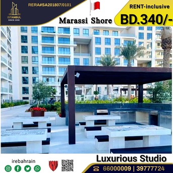Manama, Apartments/Houses, BHD 340/month,  Furnished,  Studio,  Fully Furnished Luxury Studio For Rent In Marassi Shore - Including EWA