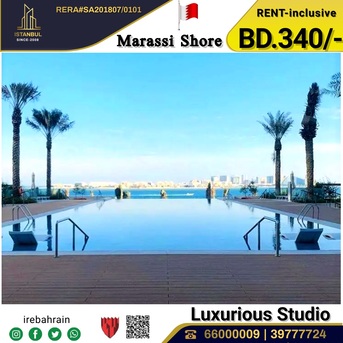 Manama, Apartments/Houses, BHD 340/month,  Furnished,  Studio,  Fully Furnished Luxury Studio For Rent In Marassi Shore - Including EWA