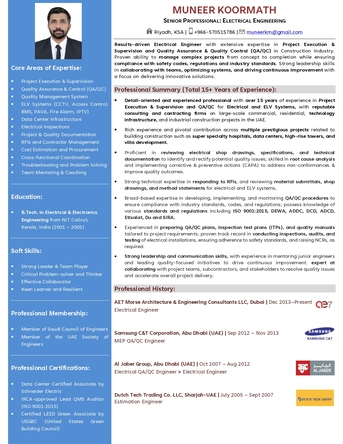 Riyadh, Job Seekers, Senior Electrical Engineer
