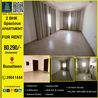 Busaiteen, Apartments/Houses, BHD 290/month,  2 BR,  115 Sq. Meter,  Semi Furnished 2 BHK Apartment For Rent In Busaiteen&ndash; BD.290/- With EWA