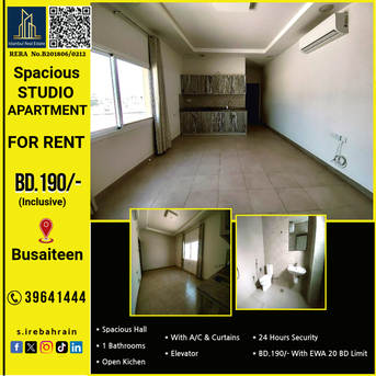 Busaiteen, Apartments/Houses, BHD 190/month,  Studio,  50 Sq. Meter,  Semi Furnished Studio Apartment For Rent In Busaiteen&ndash; BD.190/- With EWA