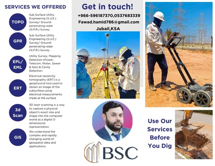 Jubail, Job Seekers, GPR Under Ground Utilities Survey, Topographic Survey With Drawing