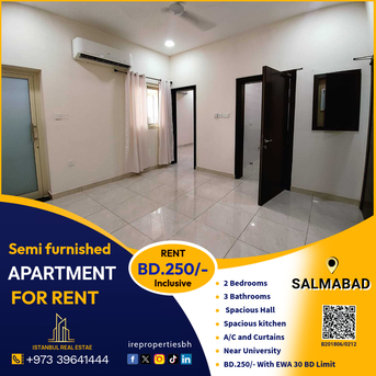 Salmabad, Apartments/Houses, BHD 250/month,  Furnished,  2 BR,  110 Sq. Meter,  Semi Furnished 2 BHK Apartment For Rent In Salmabad Near University