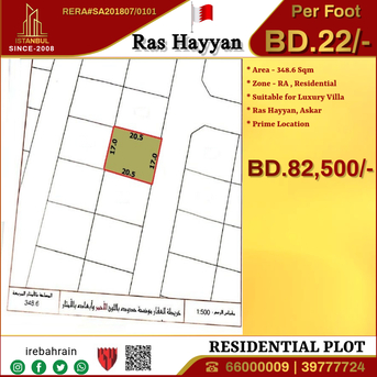 Asker, Residential Plots, BHD 22,  Residential Land For Sale In Ras Hayyan