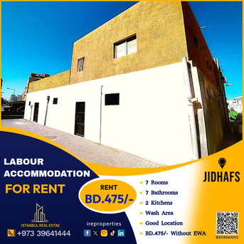 Jidhafs, Staff Accomodation, BHD 475, 200 Sq. Meter, Labour Accommodation (25 Peoples) For Rent In Jidhafs BD.475/-