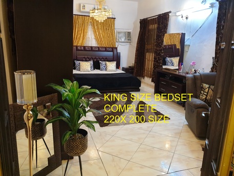 Riyadh, Furniture, SAR 1,  Branded BED SET Complete- King Size- 200 X 200- Without Mattress- Pure Original Wood 100%