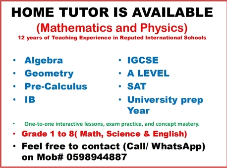 Riyadh, Lessons Wanted, Maths And Physics Educator Is Available For IGCSE AND A LEVEL Exam Preparation