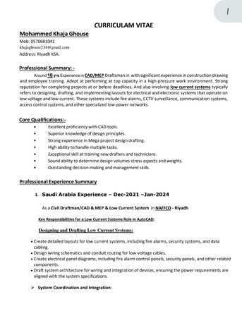 Riyadh, Job Seekers, Autocad Draftsman MEP & ELV